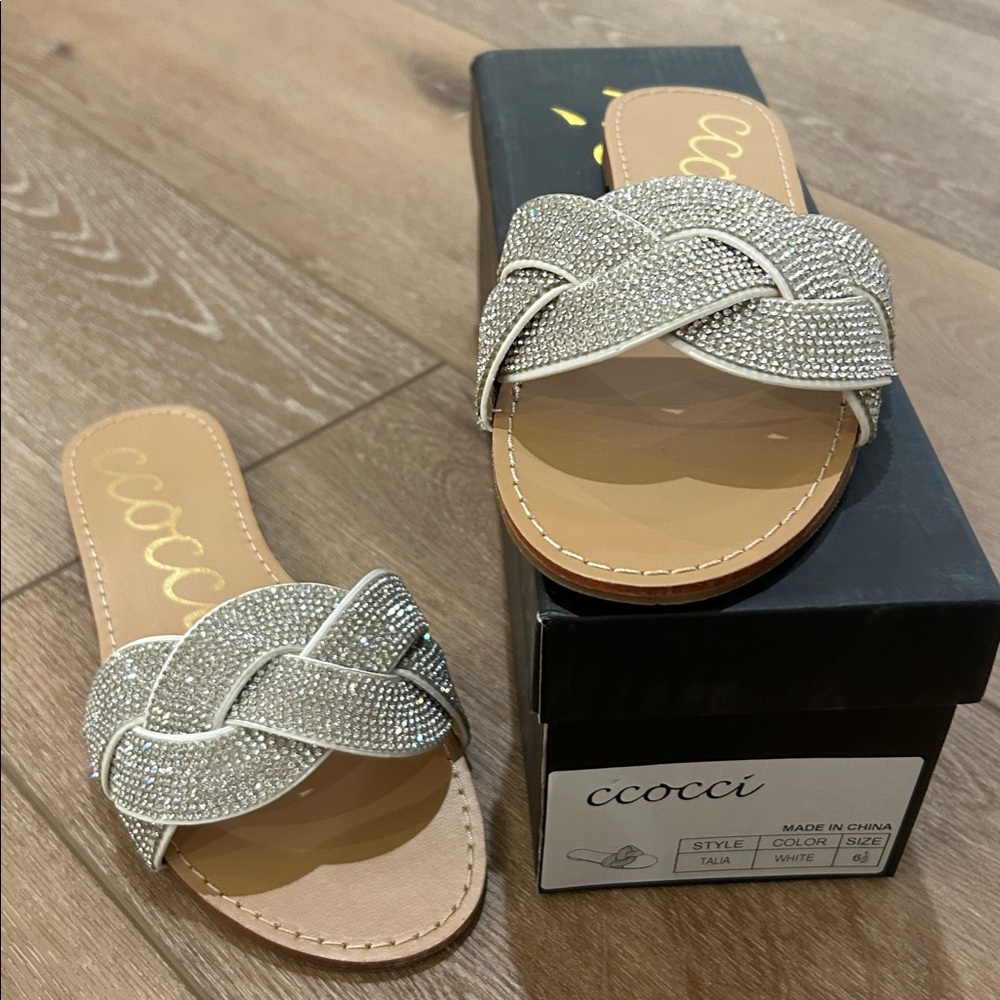 Cocci White Rhinestone Sandals